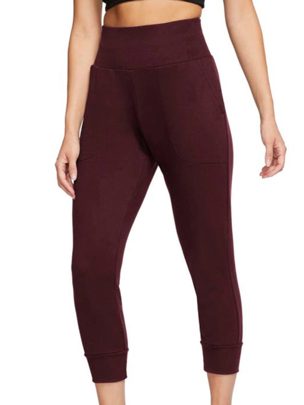 Nike Yoga Women's Burgundy High-Waist Joggers - M